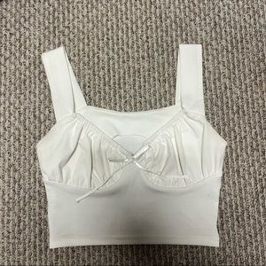 White silk crop top